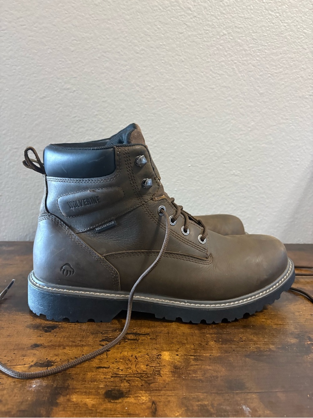 Wolverine Brown Leather Lace-Up Work Boots